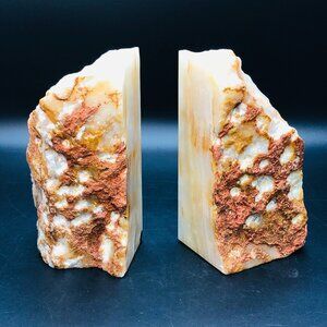 Vintage Oversized Onyx Geode Bookends Natural Stone Bookshelf Office Decor